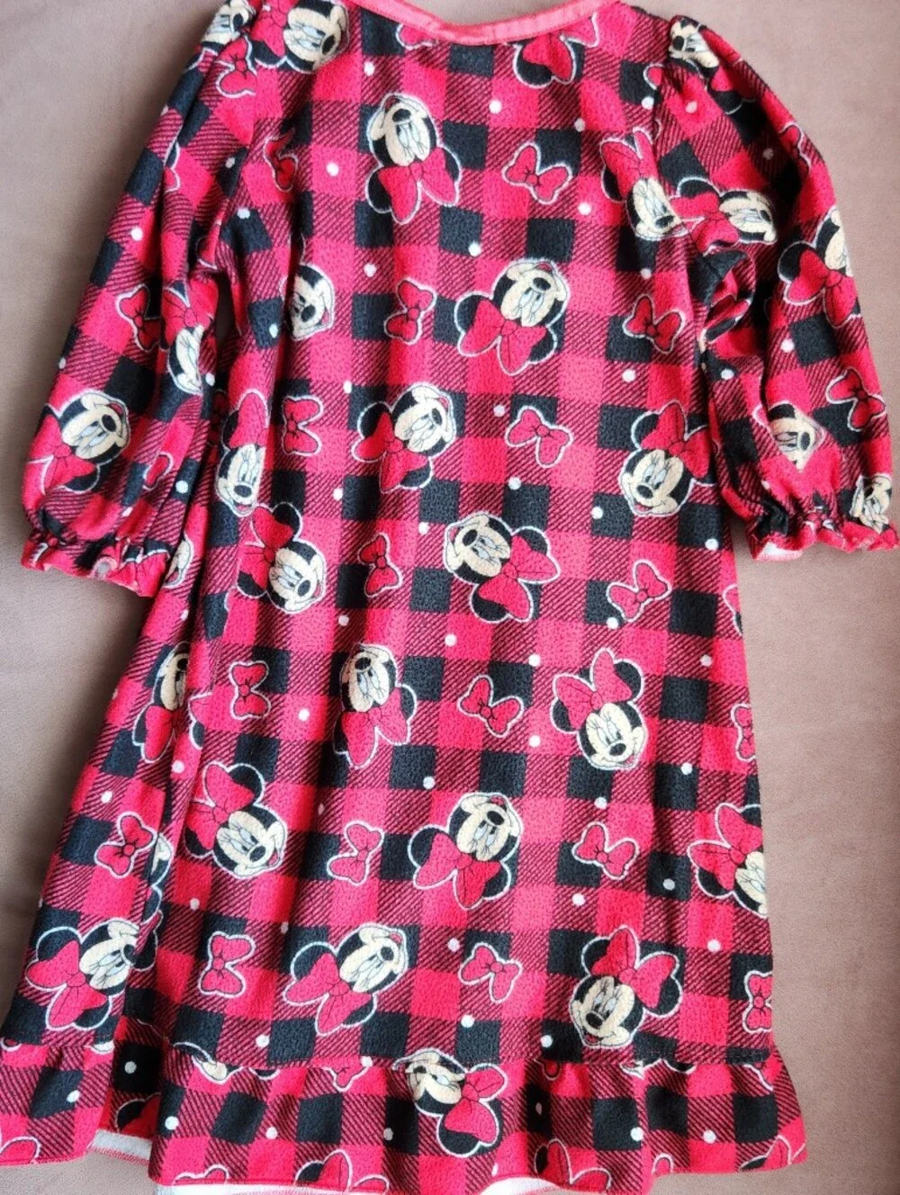 Disney Minnie Mouse Red and Black Plaid Nightgown, Size 18 Months - Picture 4 of 5